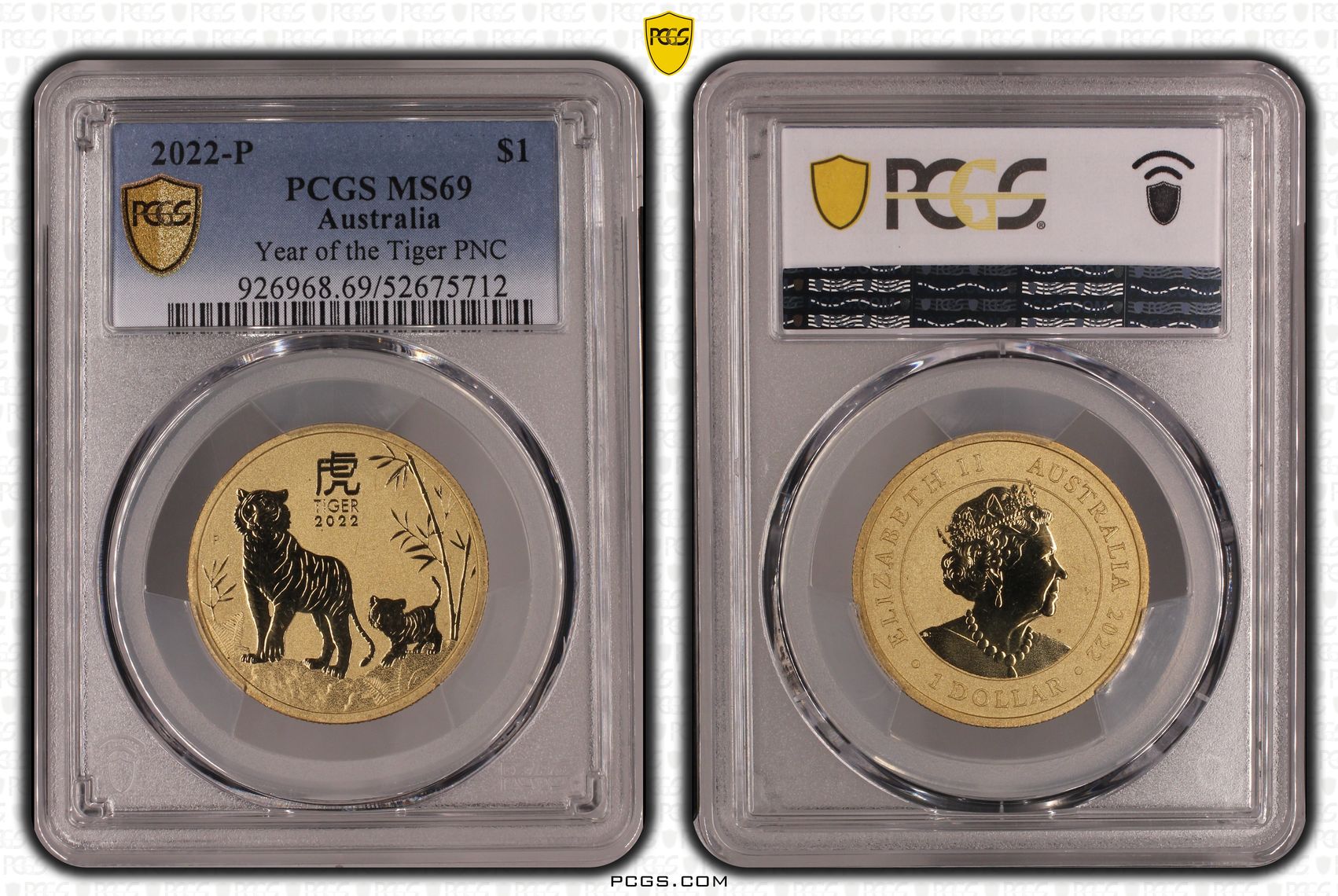 Year of the Tiger PNC, One Dollar, 2022-P, PCGS MS69