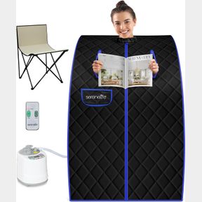 SERENELIFE PORTABLE SAUNA FOR HOME, STEAM SAUNA TENT WITH 2L STEAMER, FOLDING SAUNA CHAIR, COMPACT PERSONAL DETOX SAUNA, REMOTE CO