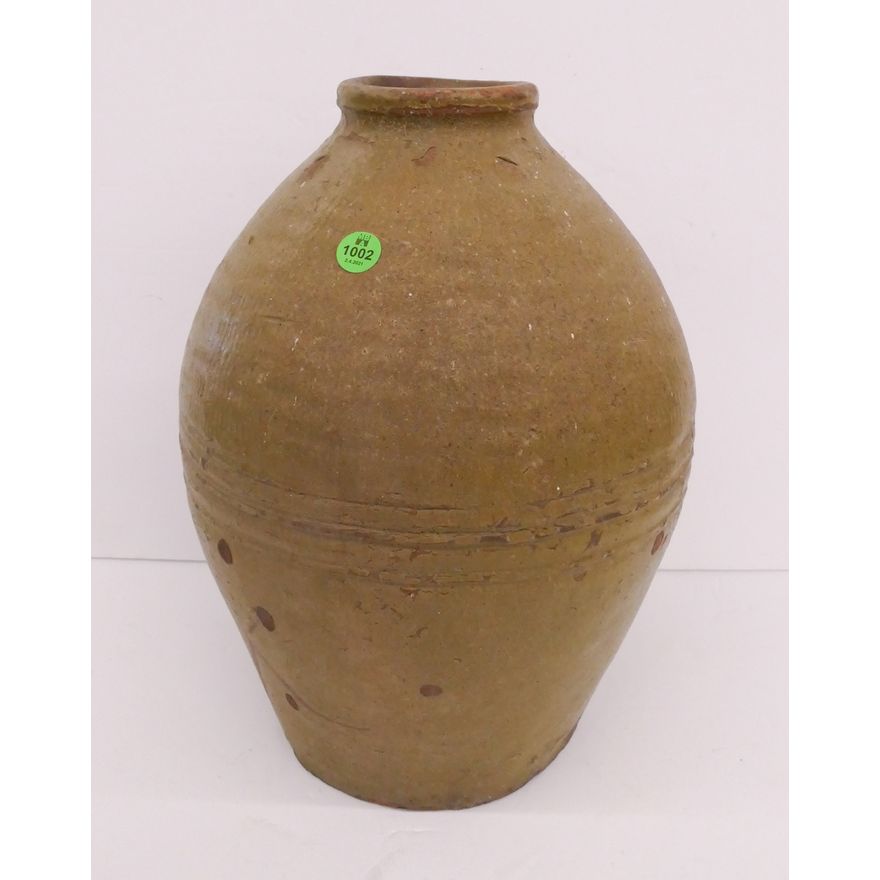 Meiji Japanese Green Provincial Ovoid Jar- 14''