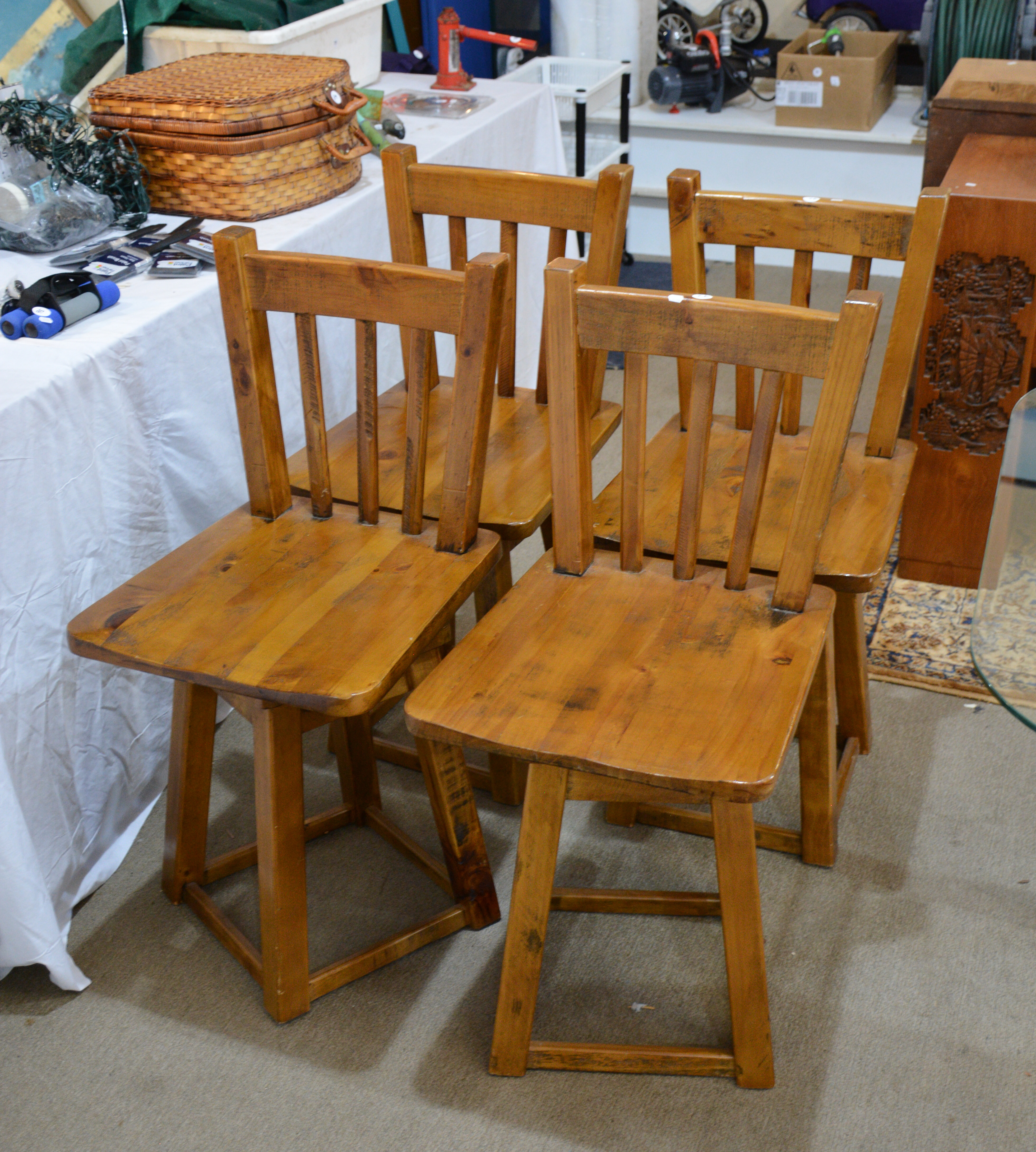 Solid Wood Swivel Chairs x 4 — sold at auction in New Zealand for $110