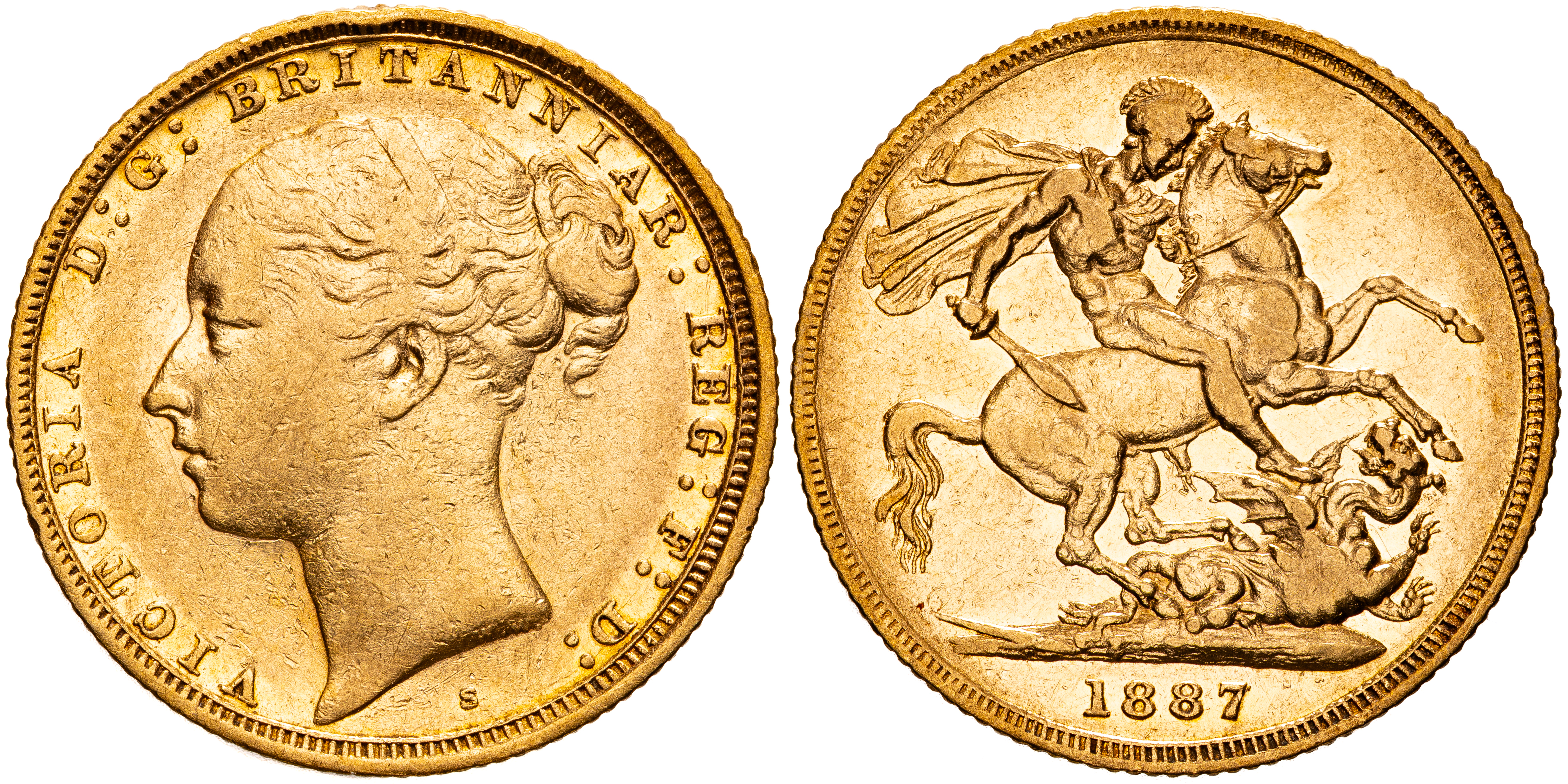 Victoria, Sovereign, 1887-S, VF
