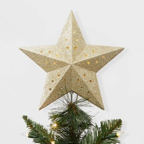 LIT STAR CHRISTMAS TREE TOPPER GOLD - WONDERSHOP