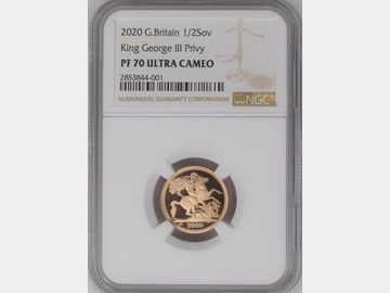2020 ELIZABETH II PROOF GOLD HALF SOVEREIGN (GIII PRIVY MARK) PF70 UCAM TOP POP!