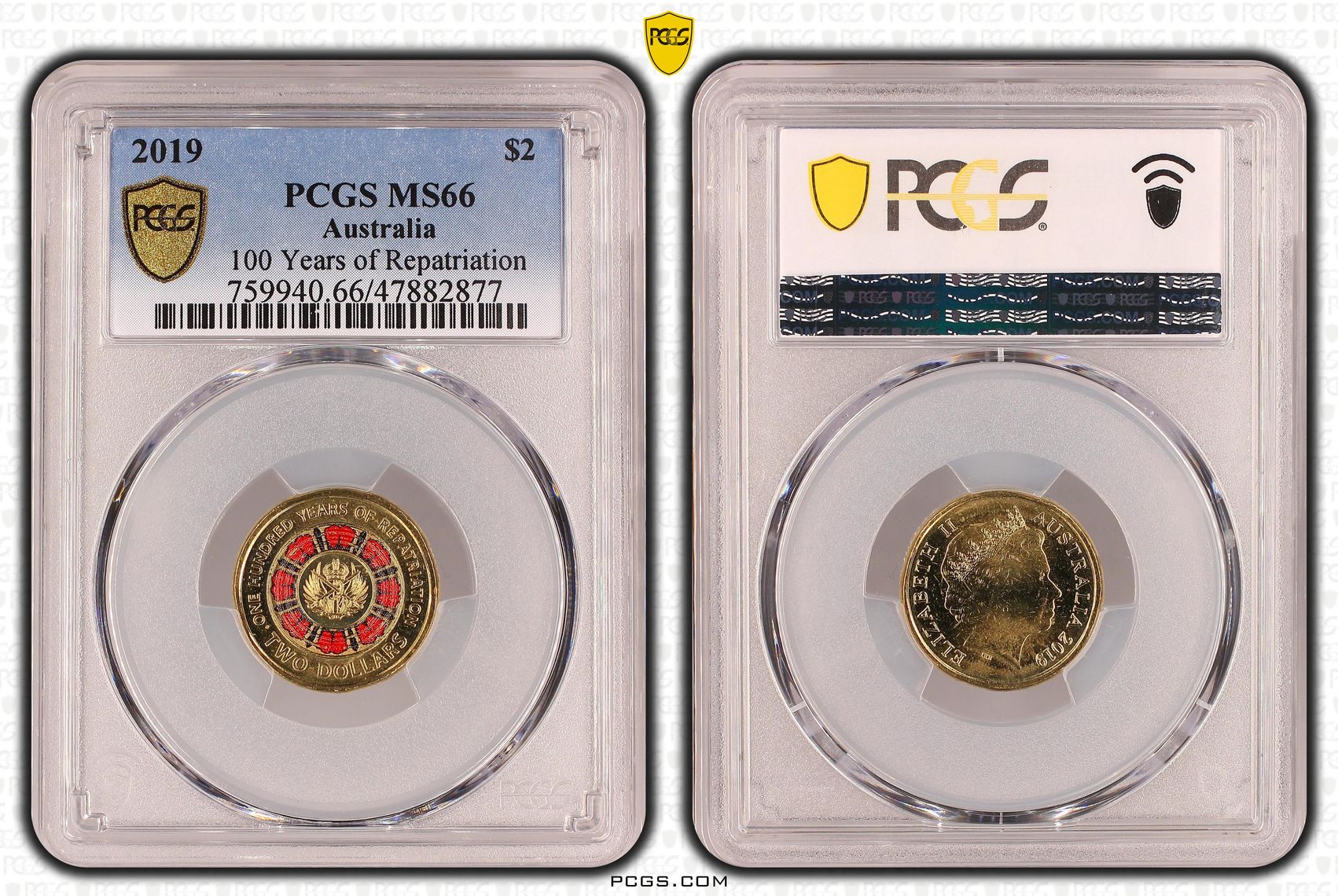 Elizabeth II, 100 Years of Repatriation - Colorized , Two Dollar, 2019, PCGS MS66