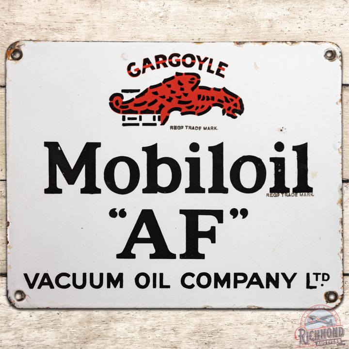 Mobiloil 'AF' Vacuum Oil Company w/ Gargoyle SSP Sign - 8.25