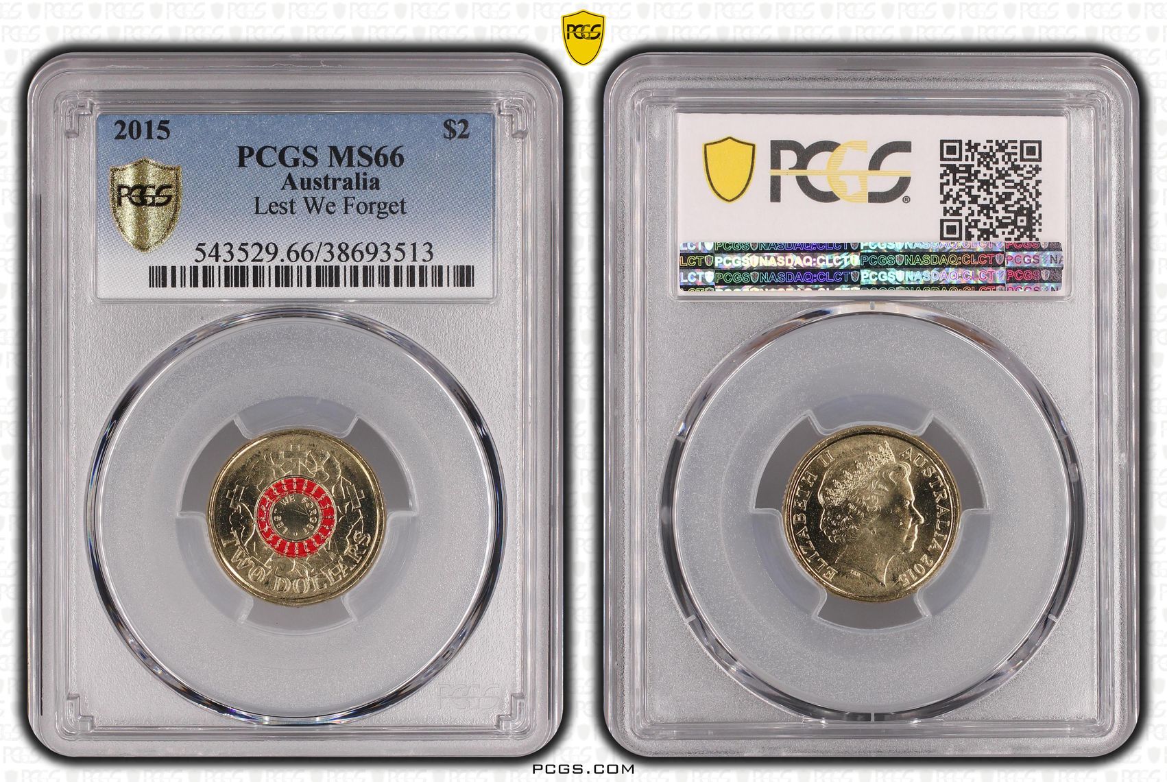 Lest We Forget, Two Dollar, 2015, PCGS MS66