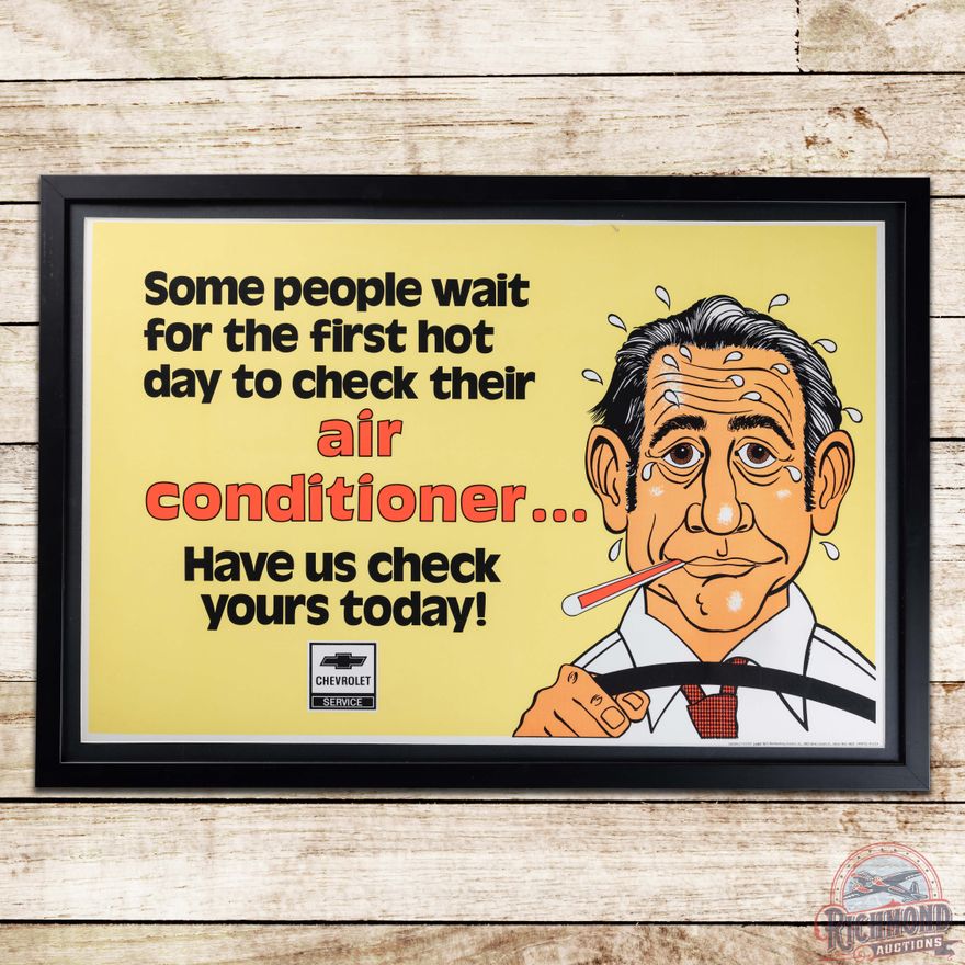 Chevrolet Service Air Conditioner "Have Us Check Yours Today" Framed Dealer Advertising Poster Sign