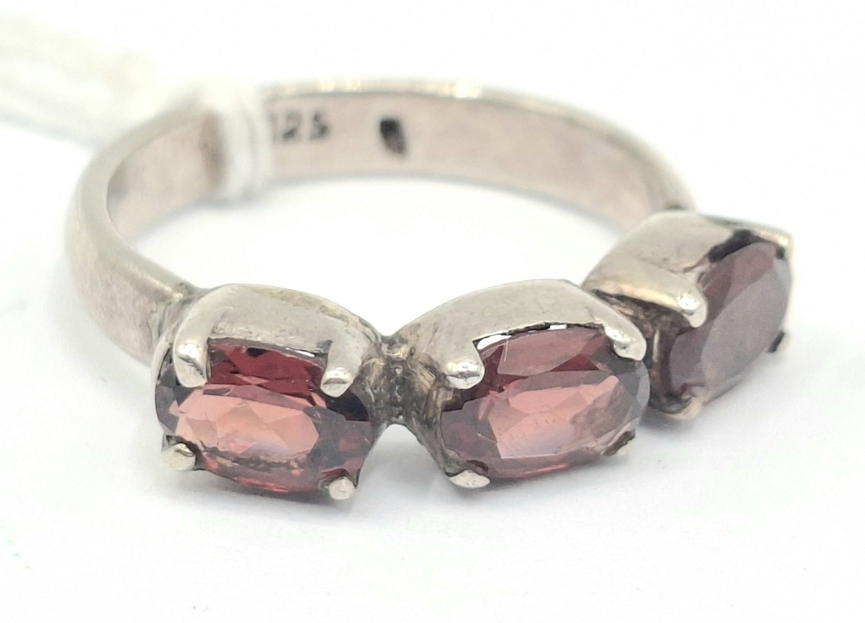 Silver Garnet Row Ring