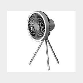Outdoor Camping Tripod Fan - Rechargeable Portable Fan with LED Light on Metal Tripod -- 51743/2669