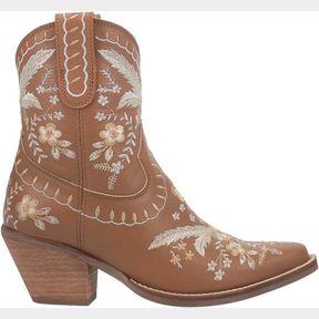 DINGO WOMEN'S PRIMROSE EMBROIDERED FLORAL SNIP TOE COWBOY BOOTIES FASHION BOOT