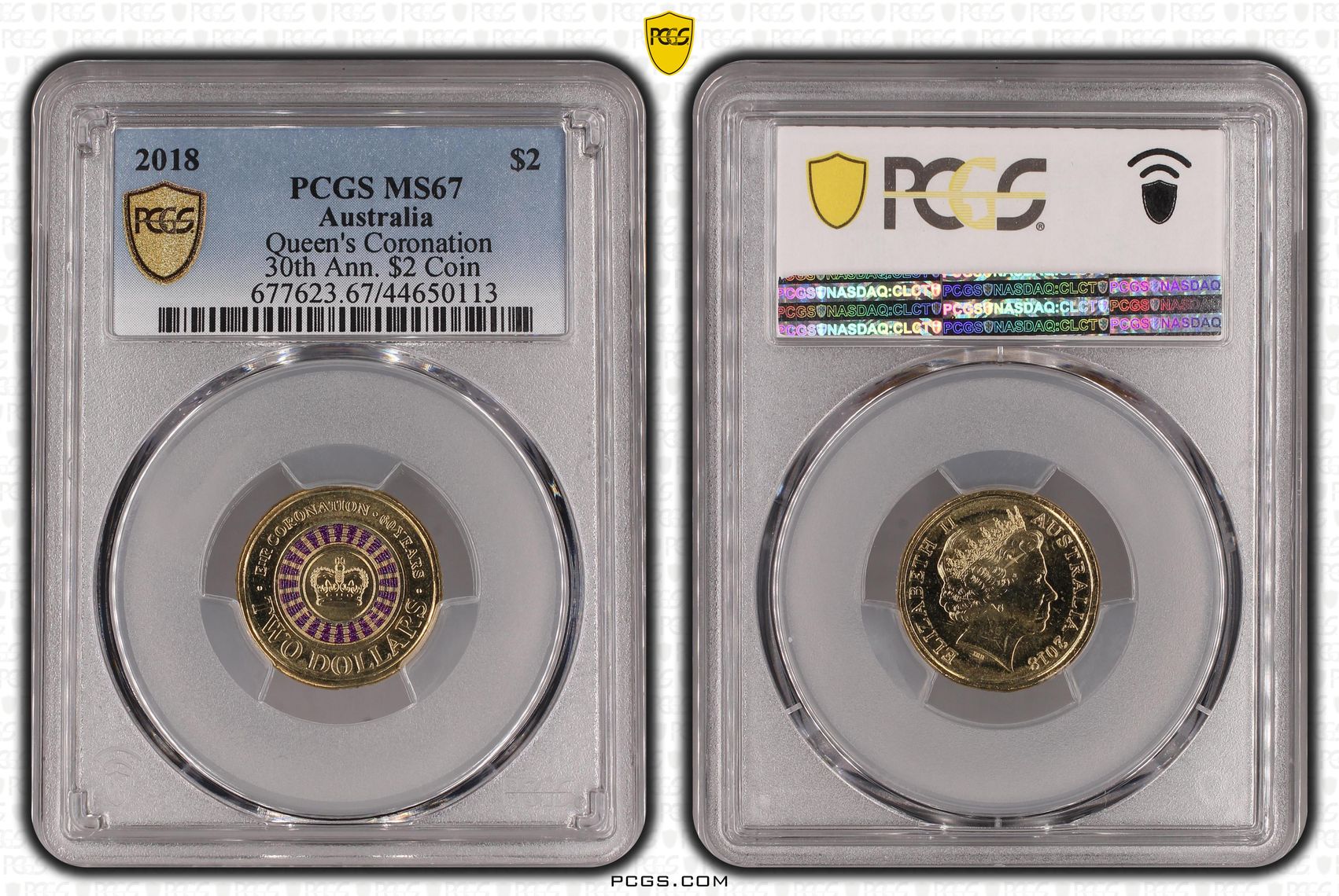 290 · 2018 Australia Two Dollar, $2 Queen's Coronation 30th Ann. $2 Coin PCGS - MS67 -113