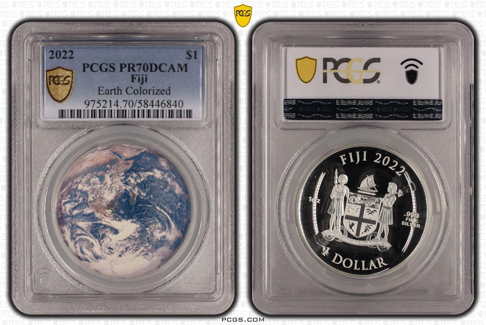 Fiji, Earth Colourised, 1/0, One Dollar, 2022, PCGS PR70DCAM