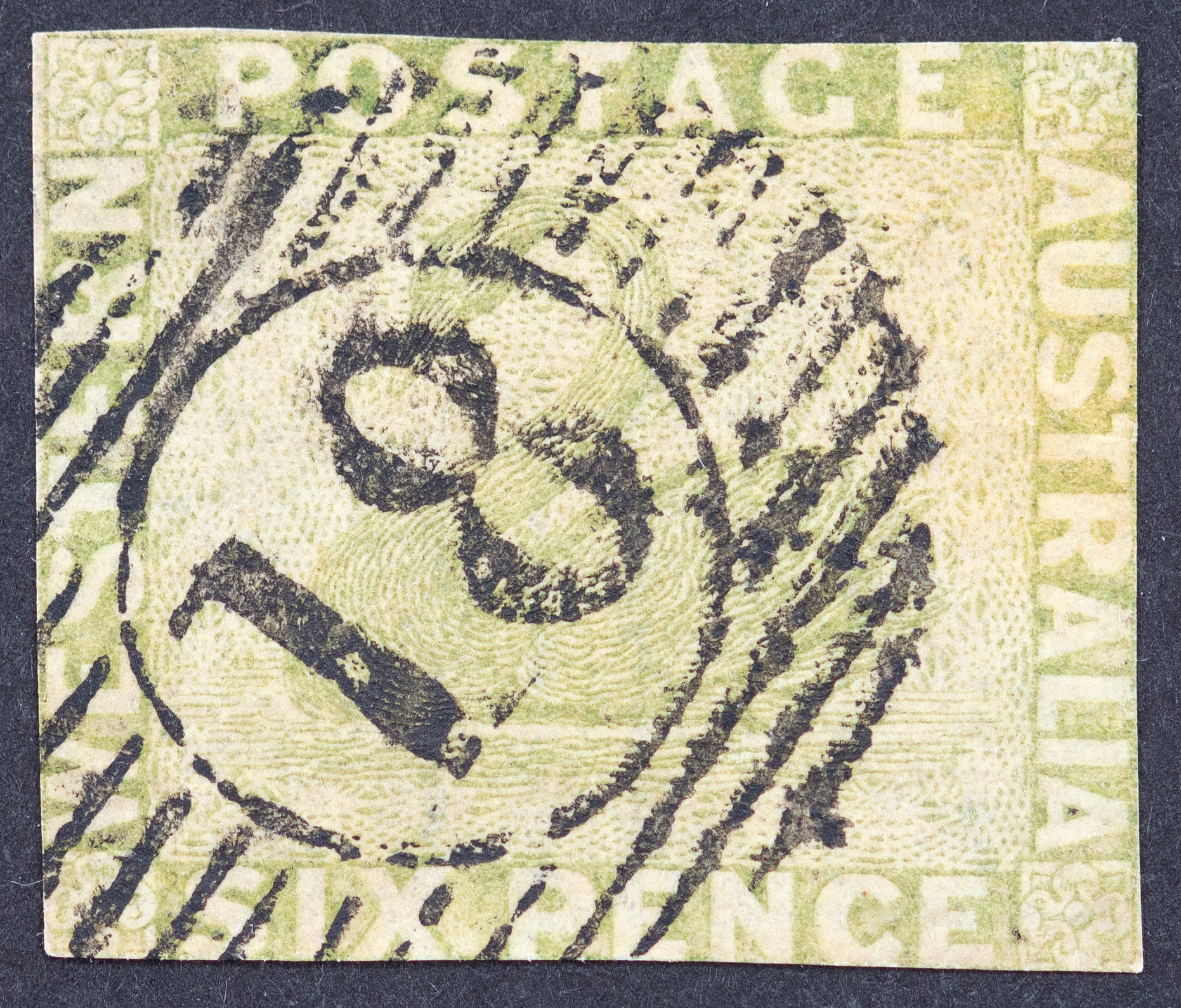 Western Australia, Sixpence, Sage-Green, 1861, U