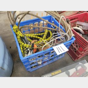 Plastic crate lariat, rope, other cord, straps