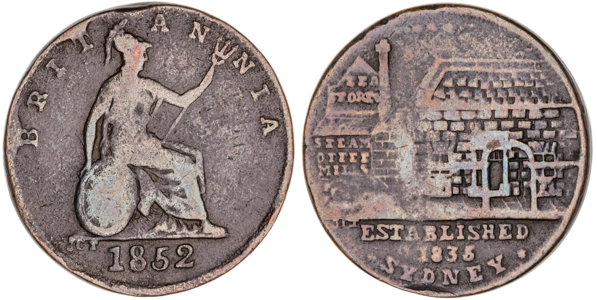 Sydney, New South Wales, Peek & Campbell, Halfpenny, 1852, aVF