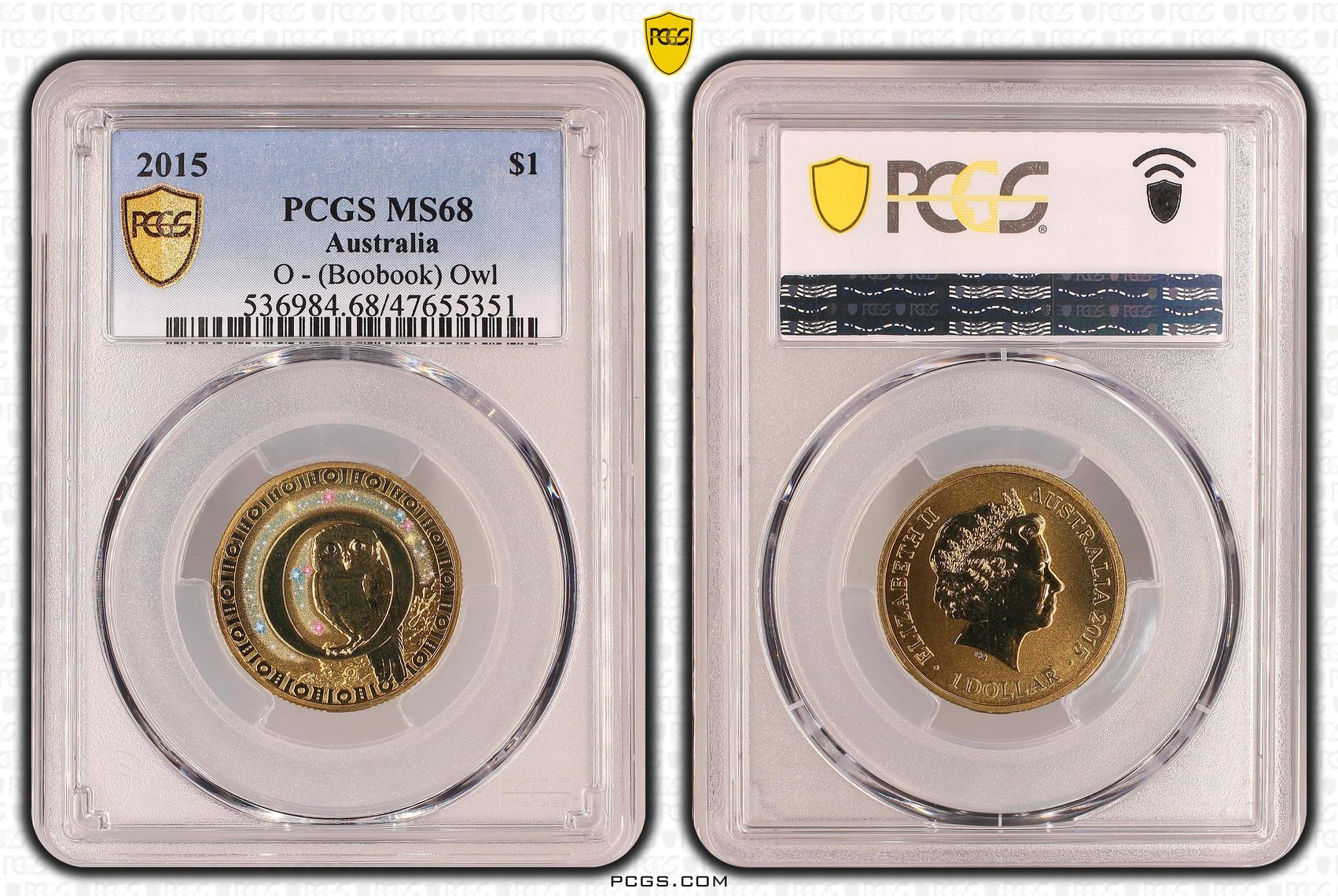 O - (Boobook) Owl, One Dollar, 2015, PCGS MS 68