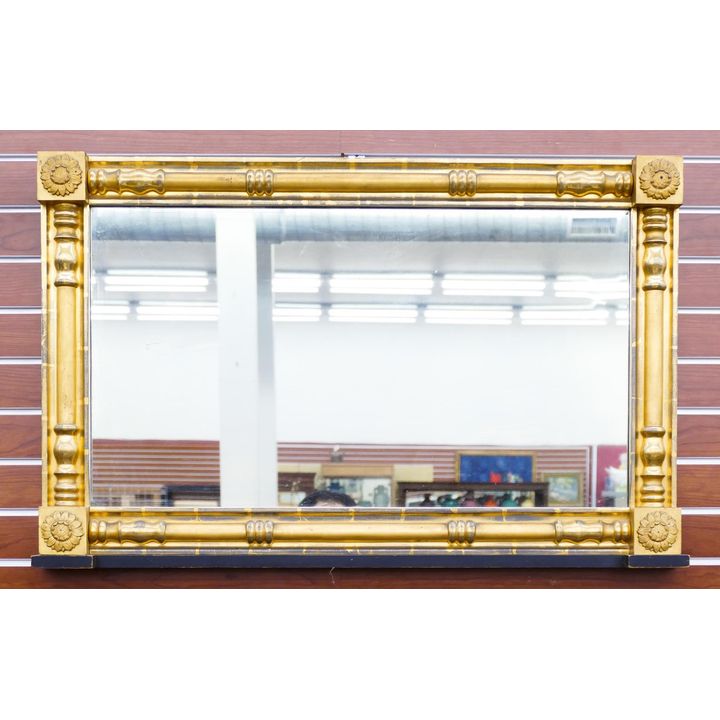 Antique Federal Gilt Wood Mantle Mirror- 25x38''