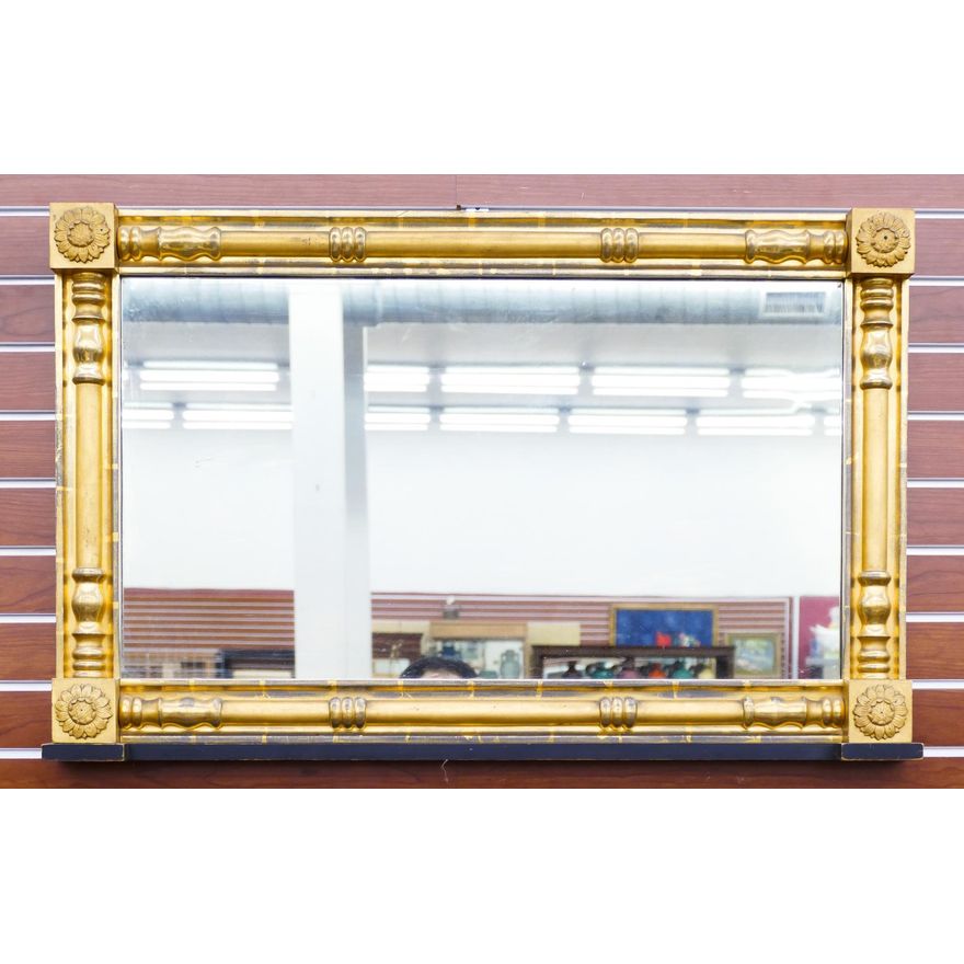 Antique Federal Gilt Wood Mantle Mirror- 25x38''