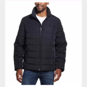 WEATHERPROOF MENS ULTRA LUXE PUFFER JACKET FULL ZIP QUILTED BLACK SZ LG
