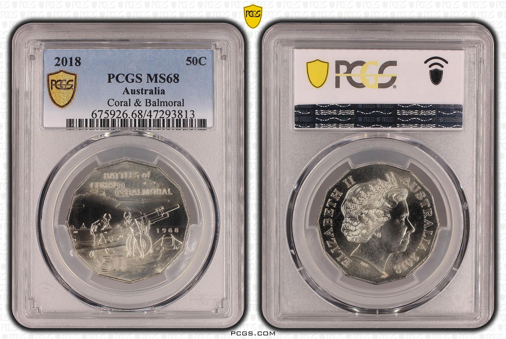 Coral & Balmoral, Fifty Cent, 2018, PCGS MS 68