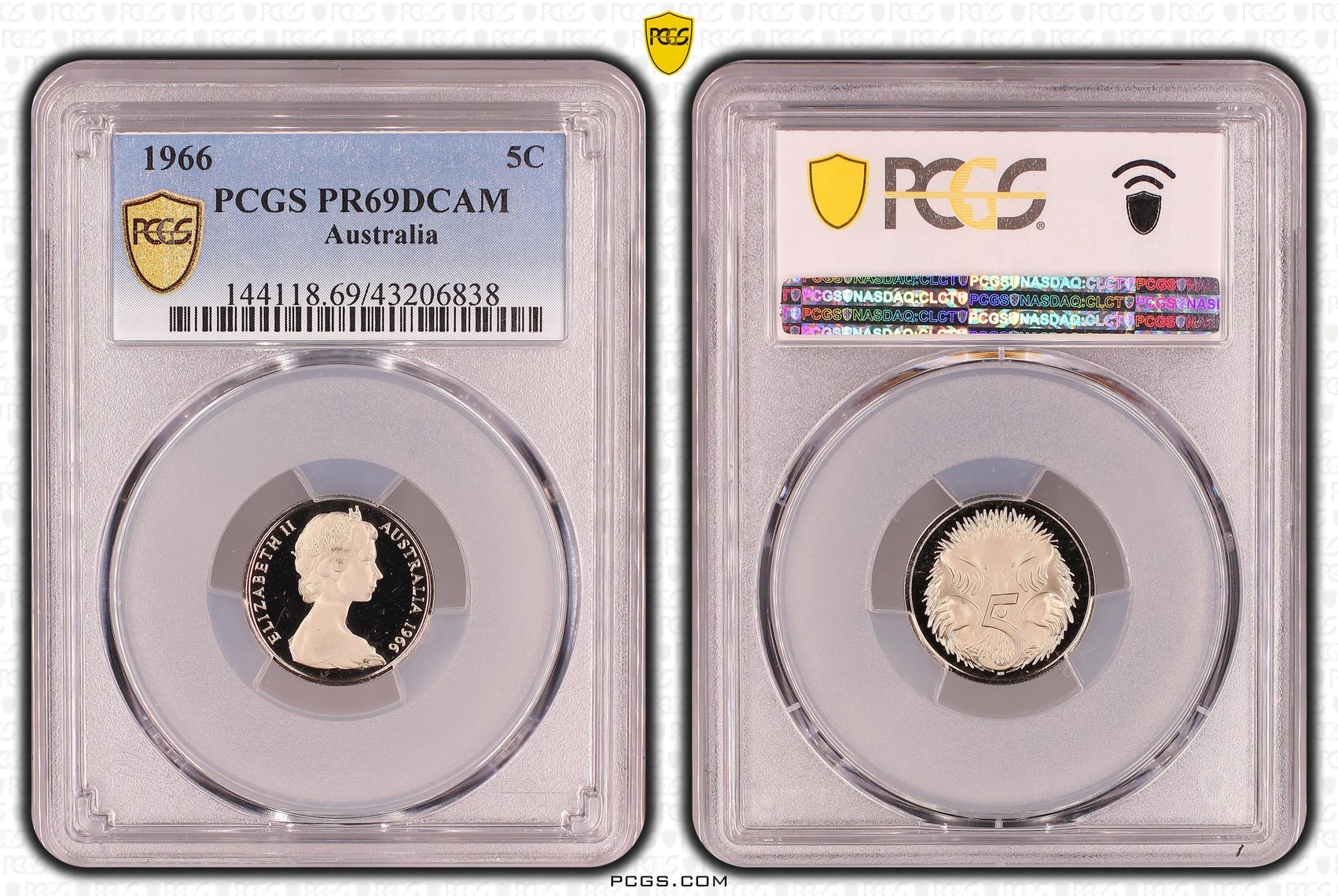 1966 Australia Five Cent, 5c PCGS - PR69DCAM -838