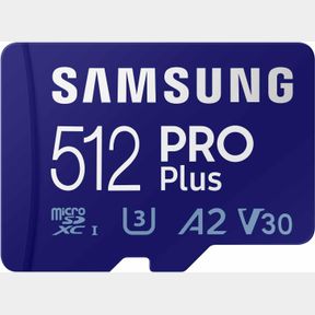 SAMSUNG PRO PLUS MICROSD MEMORY CARD + ADAPTER, 512GB MICROSDXC, UP TO 180 MB/S, FULL HD & 4K UHD, UHS I, C10, U3, V30, A2, FOR AN