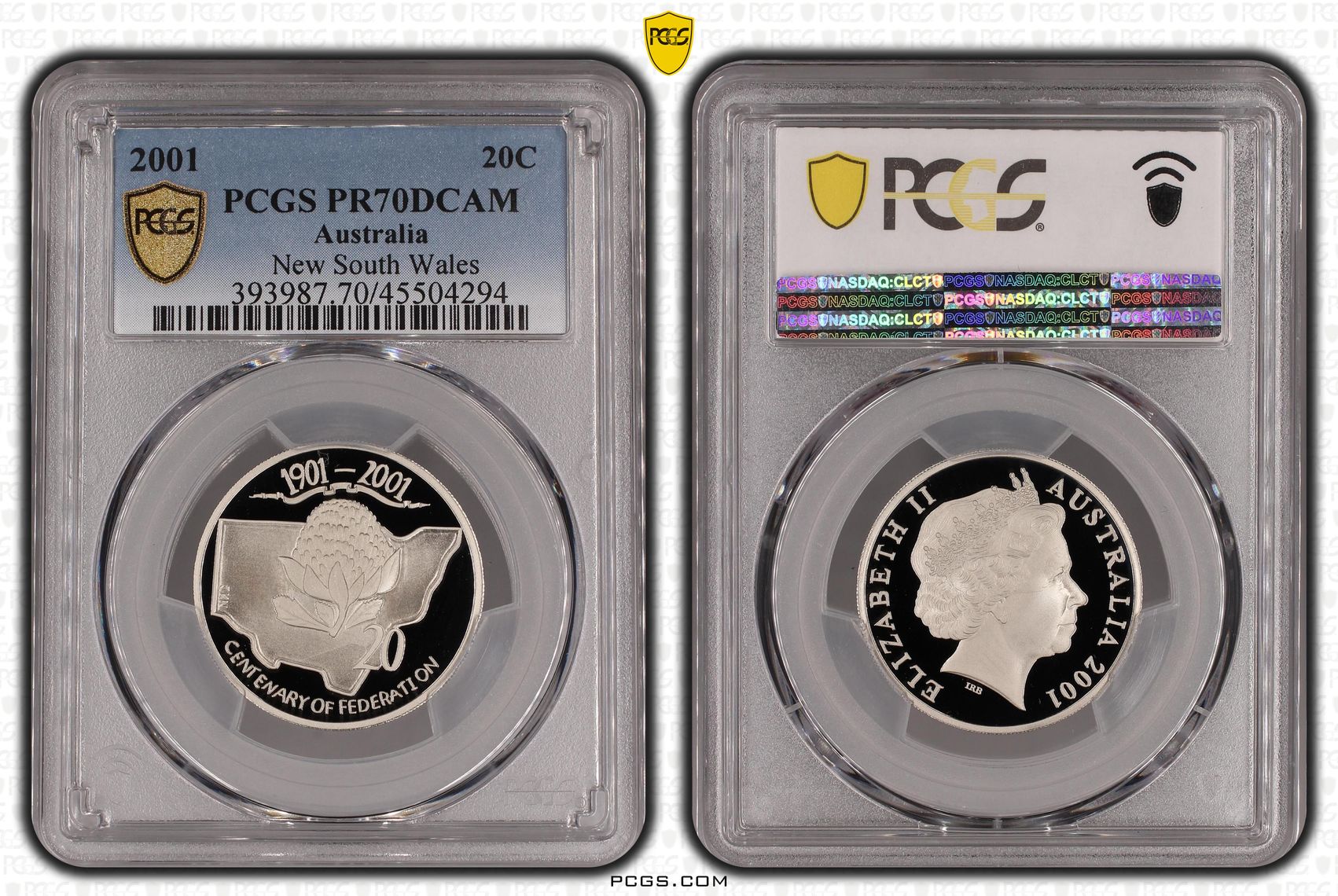 Elizabeth II, New South Wales, Twenty Cent, 2001, PCGS PR 70DCAM