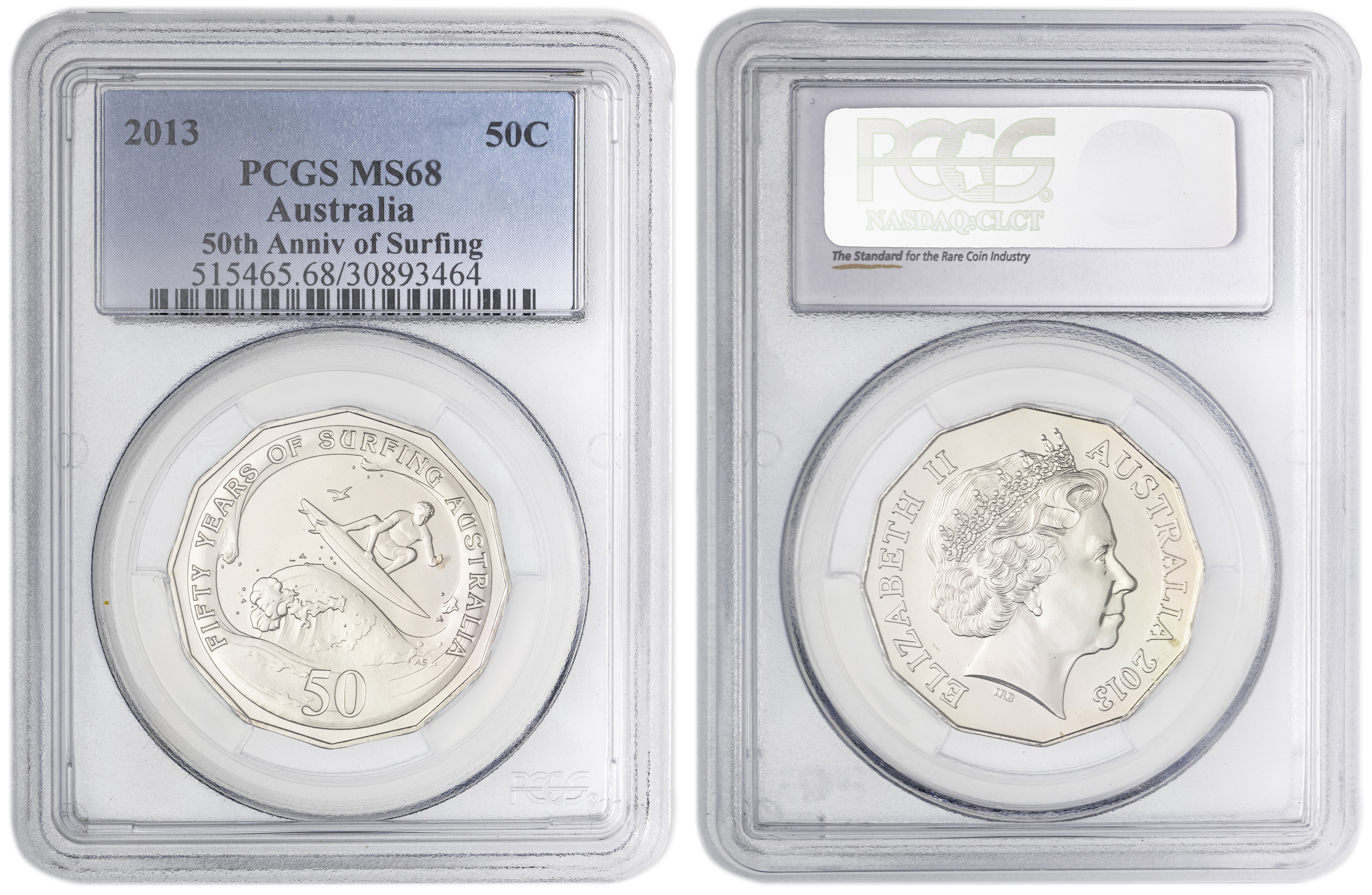 50th Anniv of Surfing , Fifty Cent, 2013, PCGS MS68
