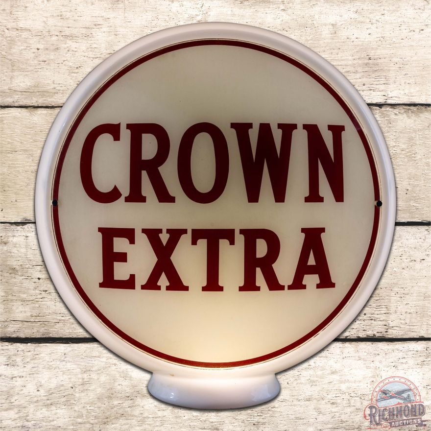 Crown Extra Gasoline 13.5" Milk Glass Gas Pump Globe Complete
