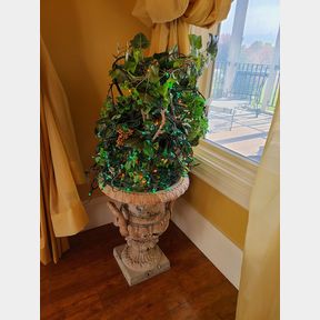 Decorative Footed Urn Planter with Lighted Artificial Foliage