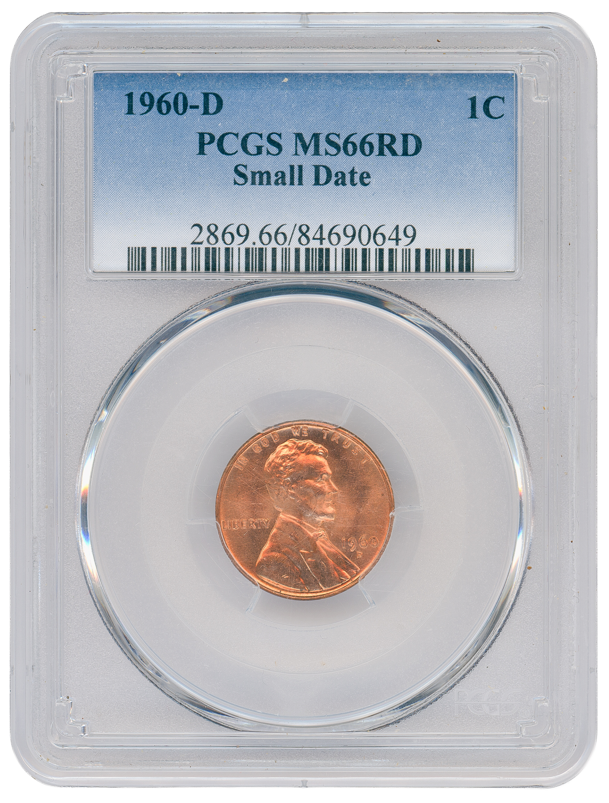 The United States of America, Small Date, One Cent, 1960-D, PCGS MS66RD