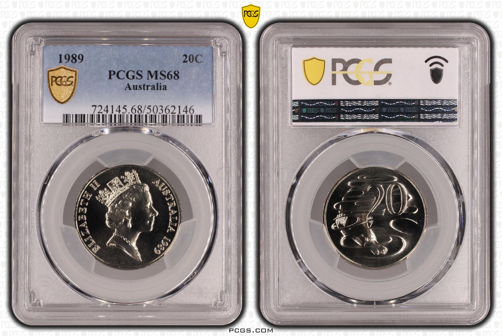 , Twenty Cent, 1989, PCGS MS68