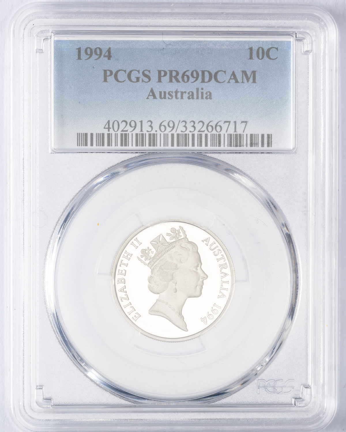 Elizabeth II, Ten Cent, 1994, PCGS PR69DCAM
