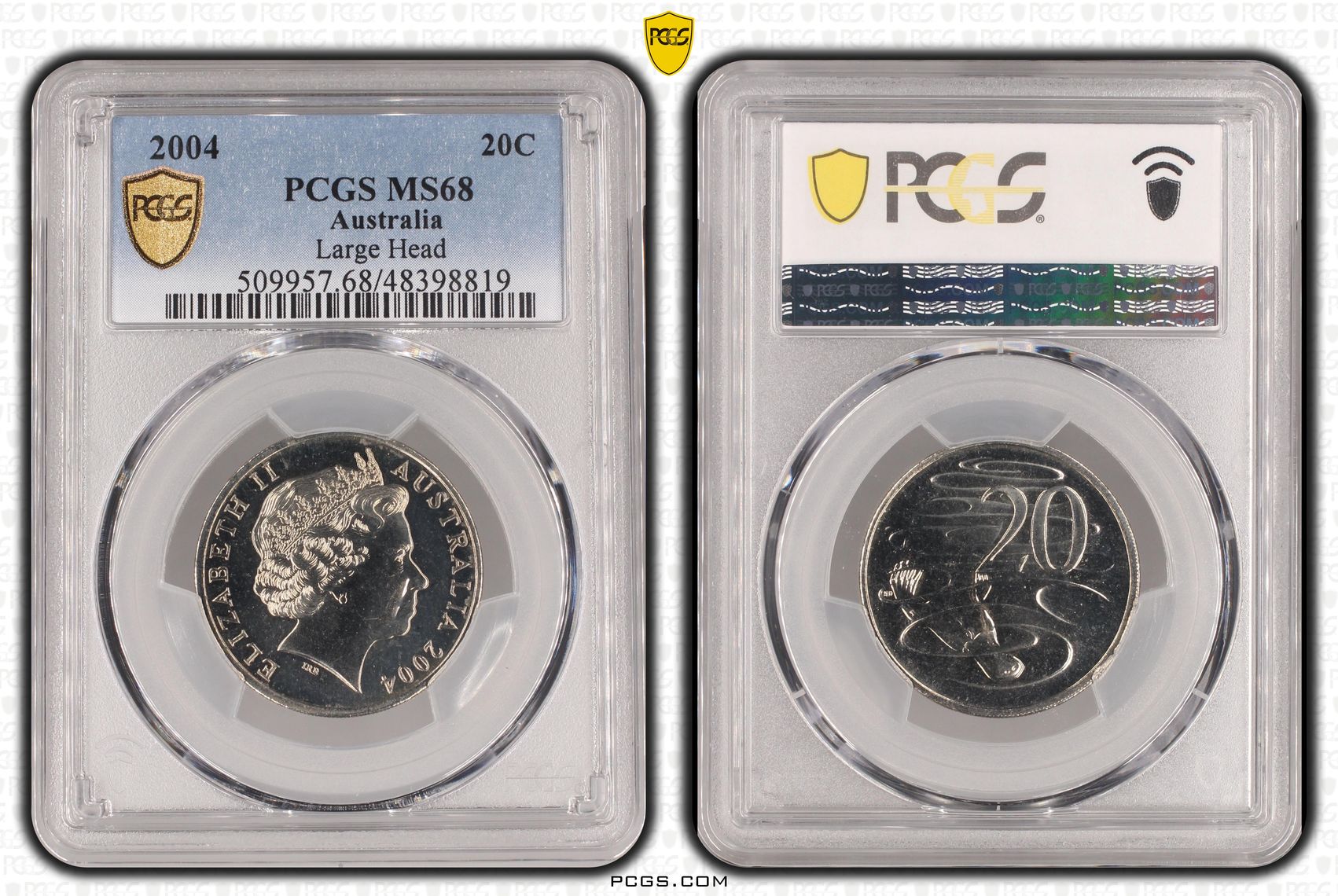 Large Head , Twenty Cent, 2004, PCGS MS68