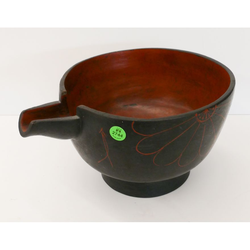 Antique Japanese Negoro Lacquered Bowl- 6x12''