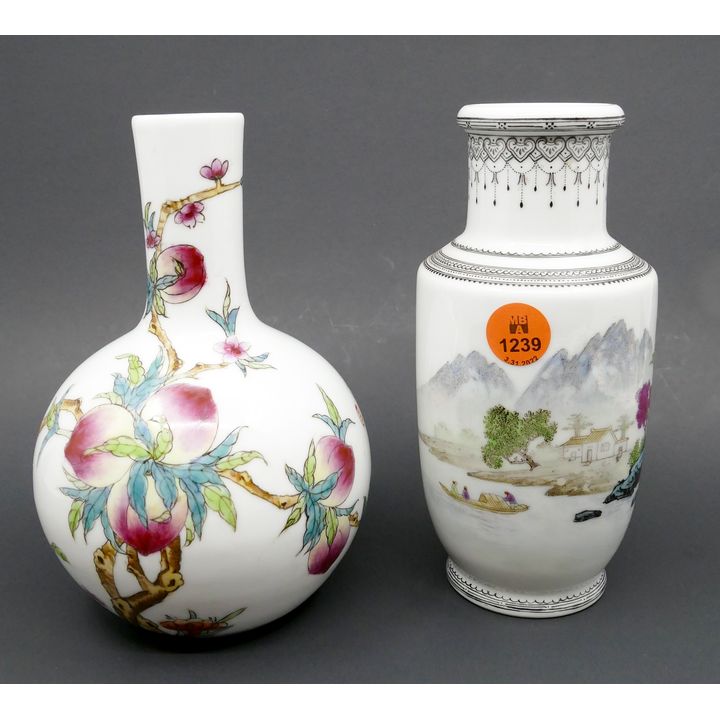 2pc Chinese Republic Porcelain Small Vases- 6.5''