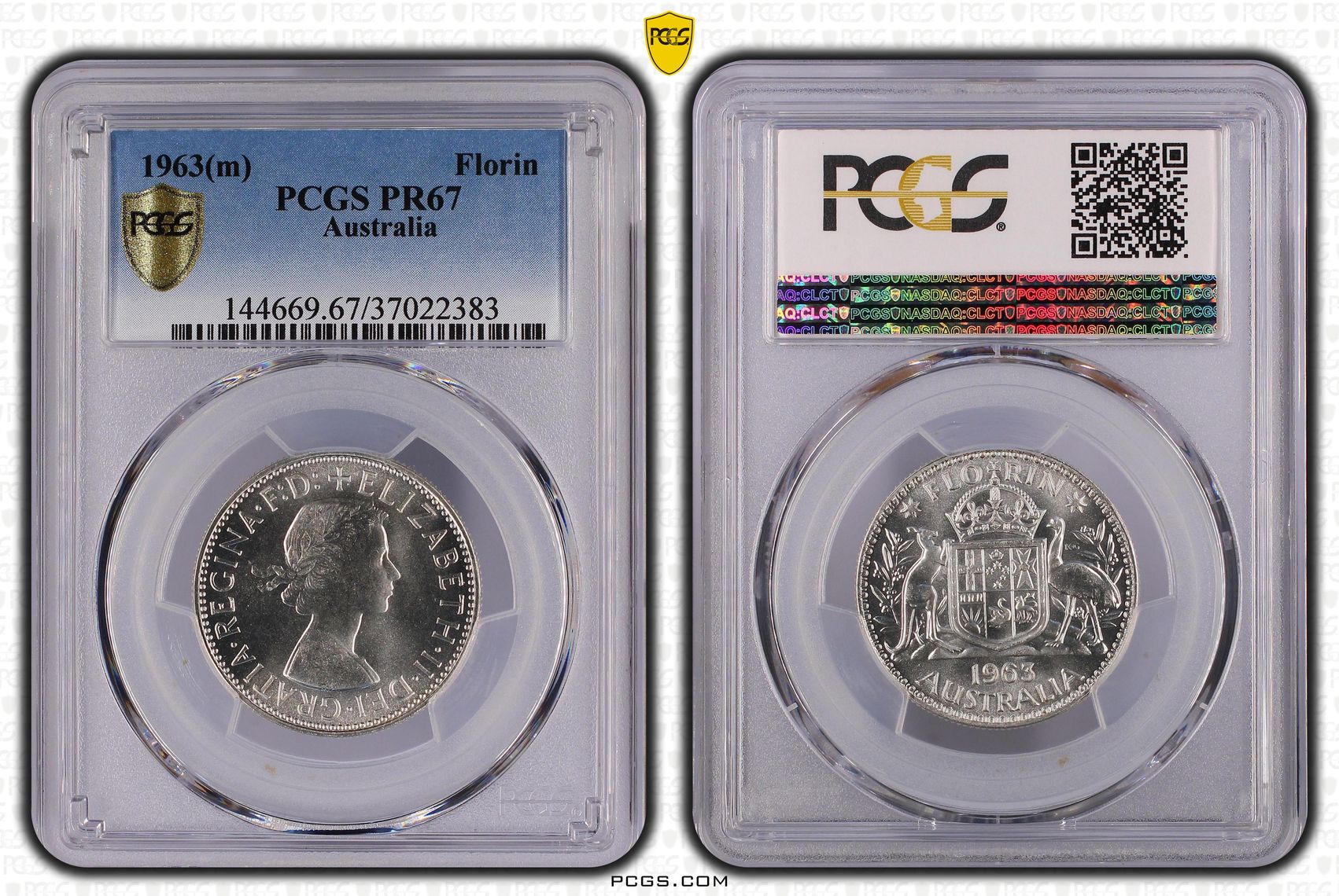 Elizabeth II, Florin, 1963(m), PCGS PR67