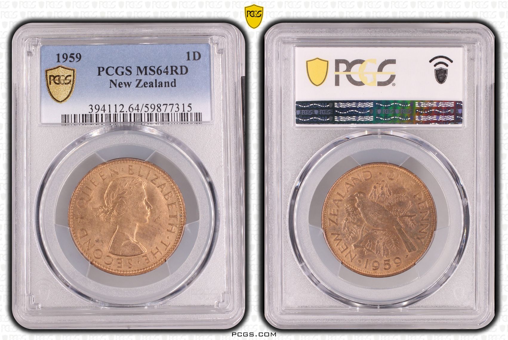 New Zealand , Penny, 1959, PCGS MS64RD