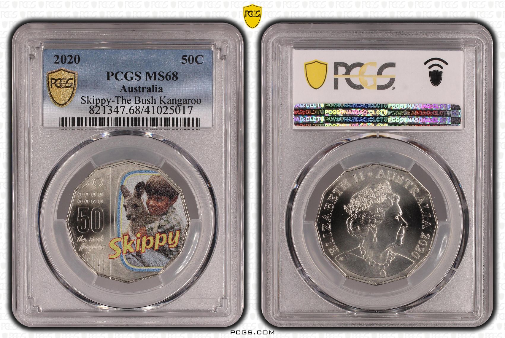 Skippy-The Bush Kangaroo Colourised, Fifty Cent, 2020, PCGS MS68