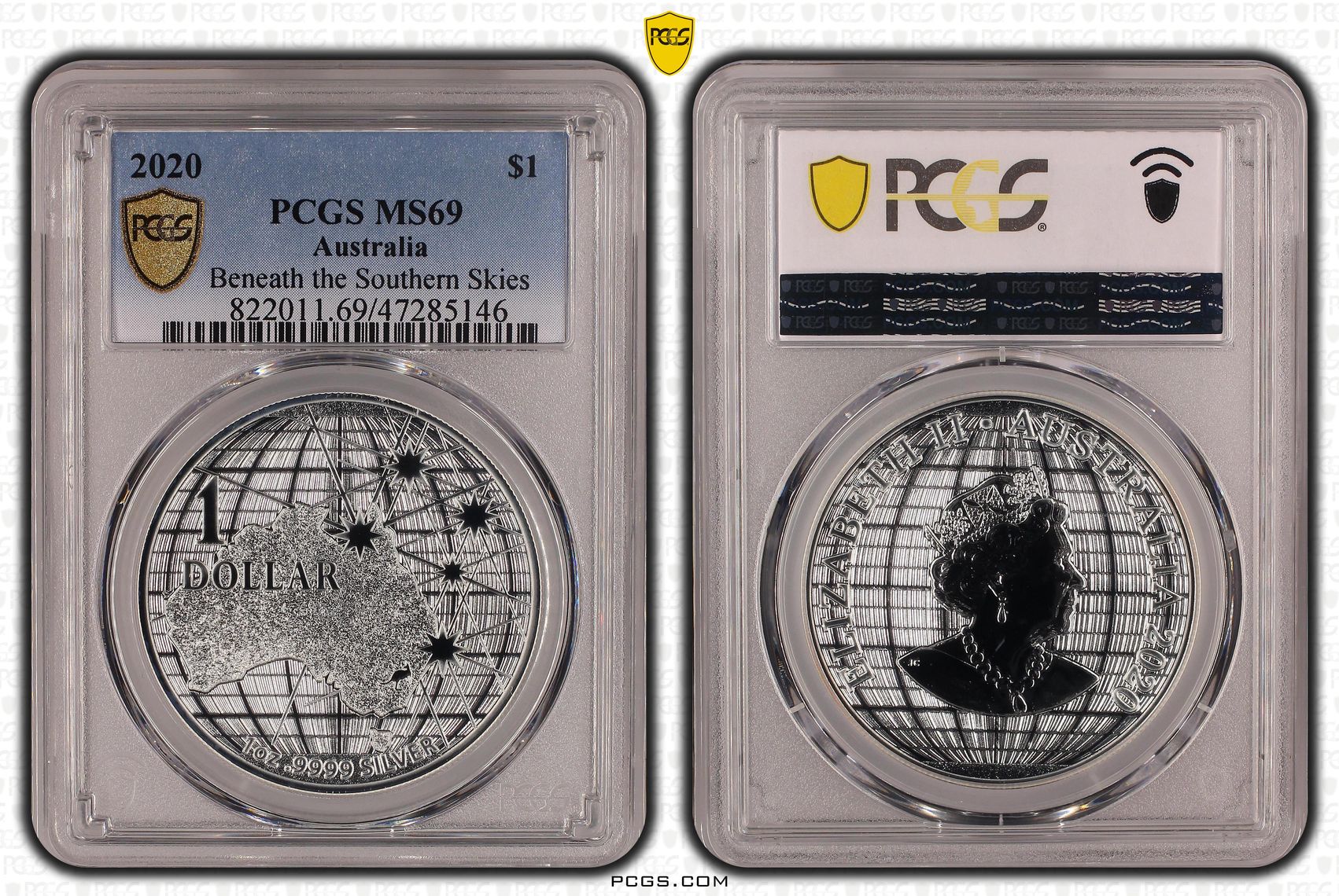Elizabeth II, Beneath the Southern Skies, One Dollar, 2020, PCGS MS69