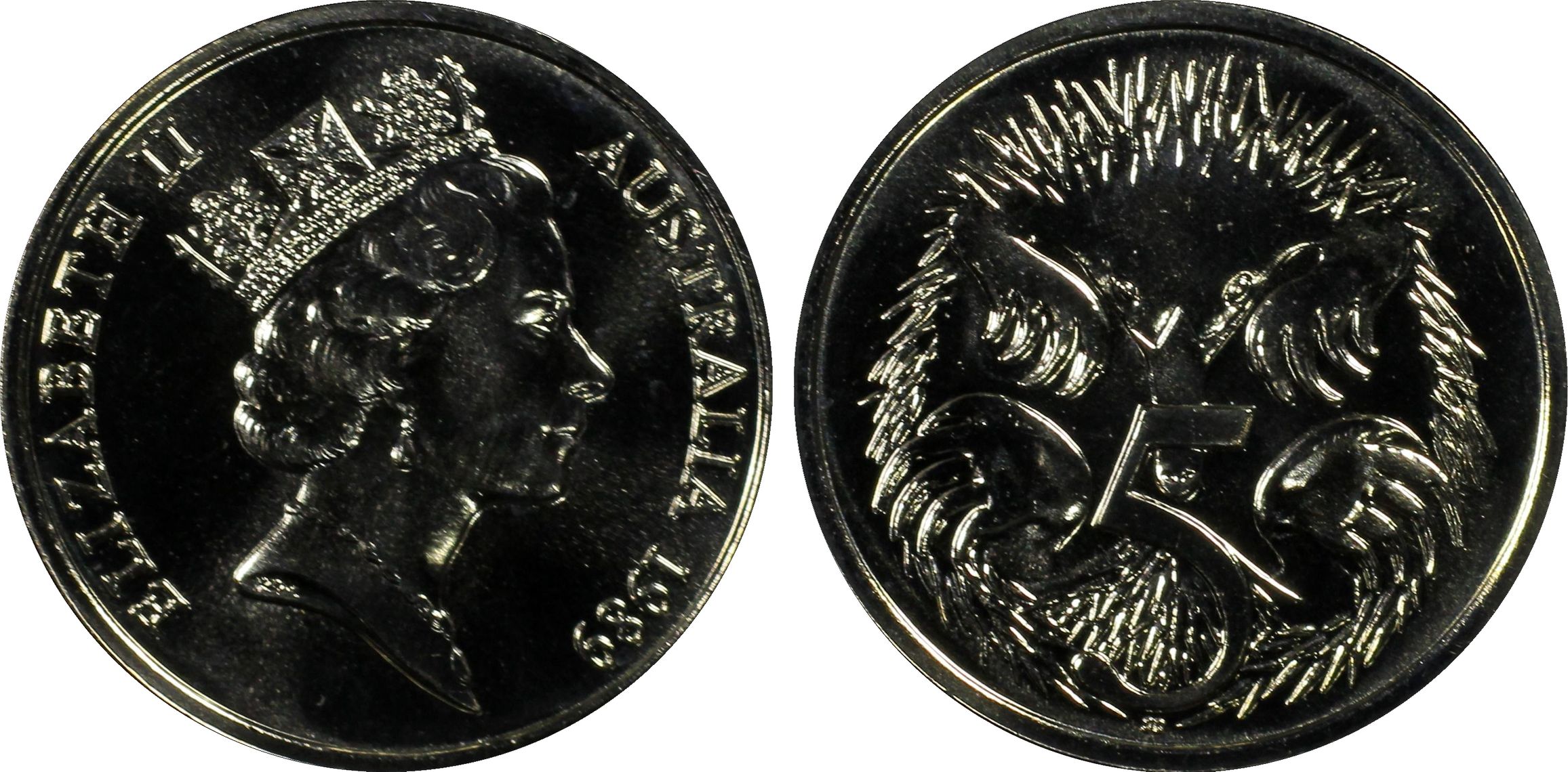 Elizabeth II, Five Cent, 1989, PCGS MS67