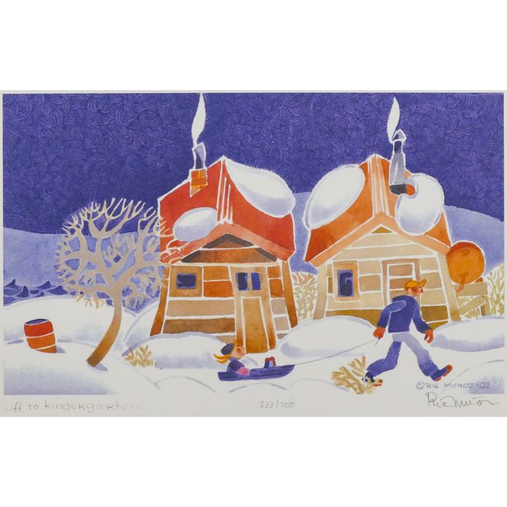 Rie Munoz ''Off to Kindergarden'' 2002 Signed Print 9.5'' x 13.5'' Sheet.