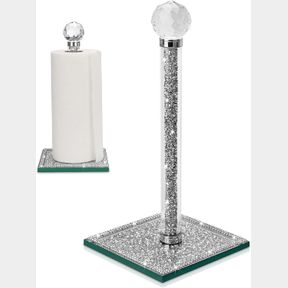 QIUHOME CRYSTAL PAPER TOWEL HOLDER COUNTERTOP BLING SILVER PAPER TOWEL HOLDER STAND
