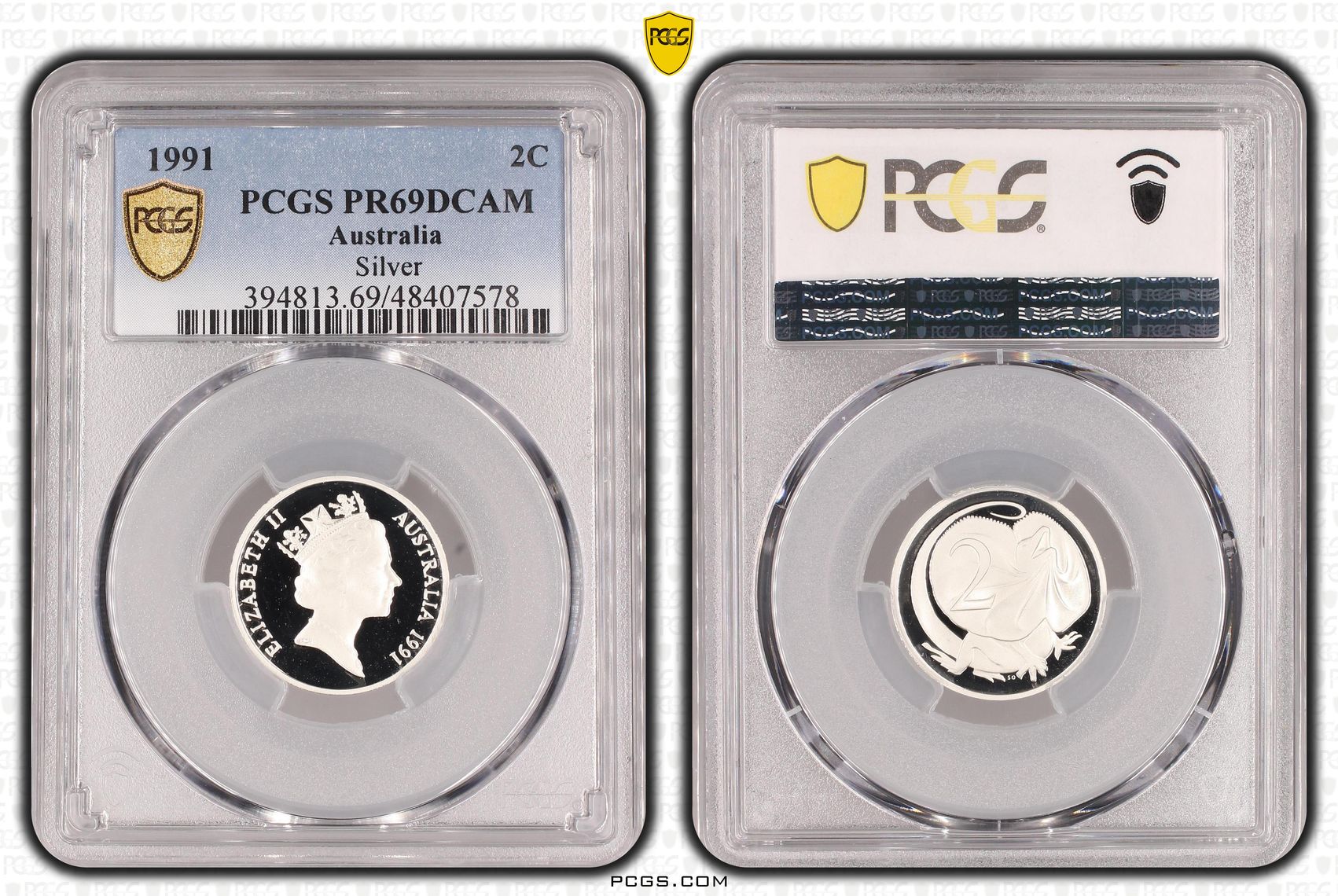 Silver , Two Cent, 1991, PCGS PR69DCAM