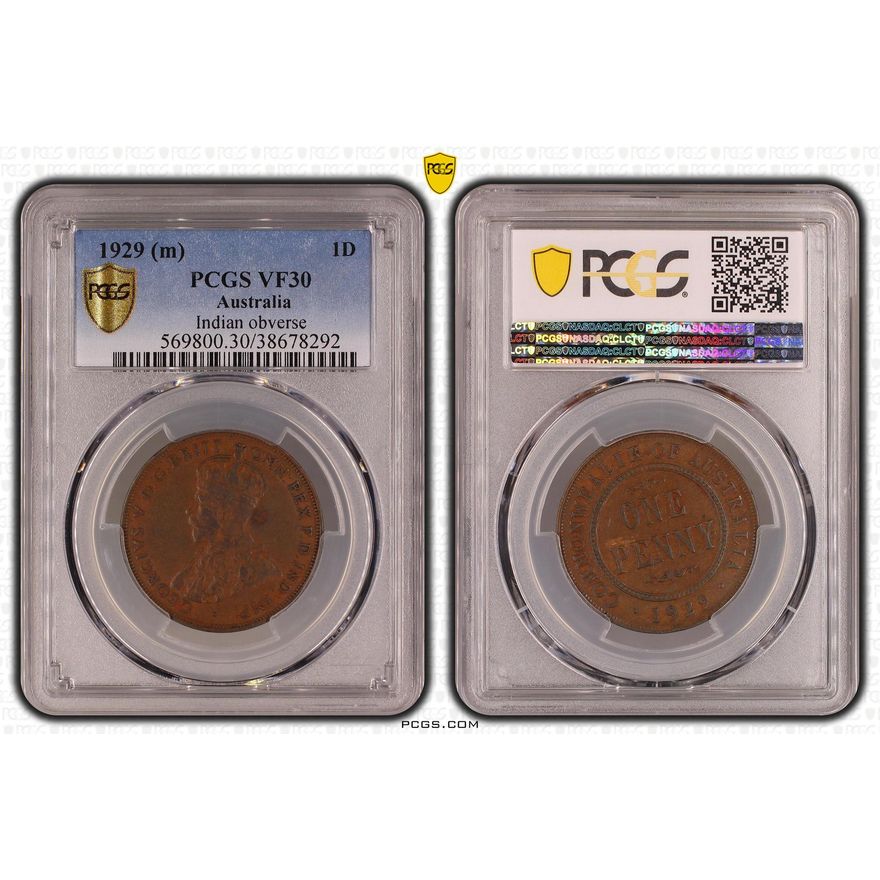 George V, Indian obverse, Penny, 1929, PCGS VF30BN