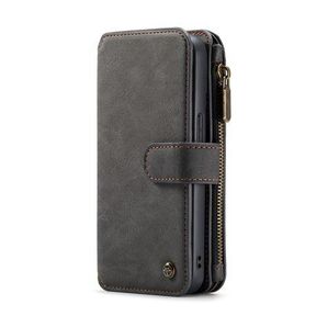 Magnetic Detachable Leather Wallet Case Cover Case With Zipper for iPhone 13 Black Apple iPhone 13 Pro Max|