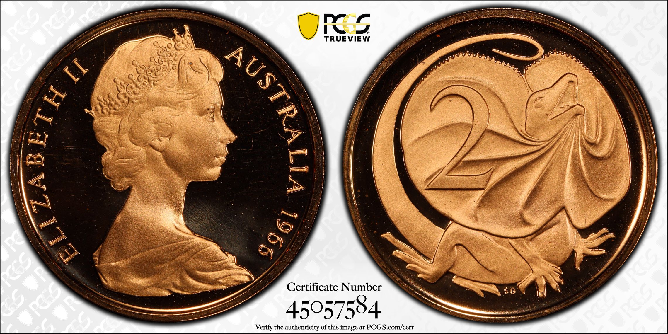 1966 Australia Two Cent, 2c PCGS - PR69DCAM -584