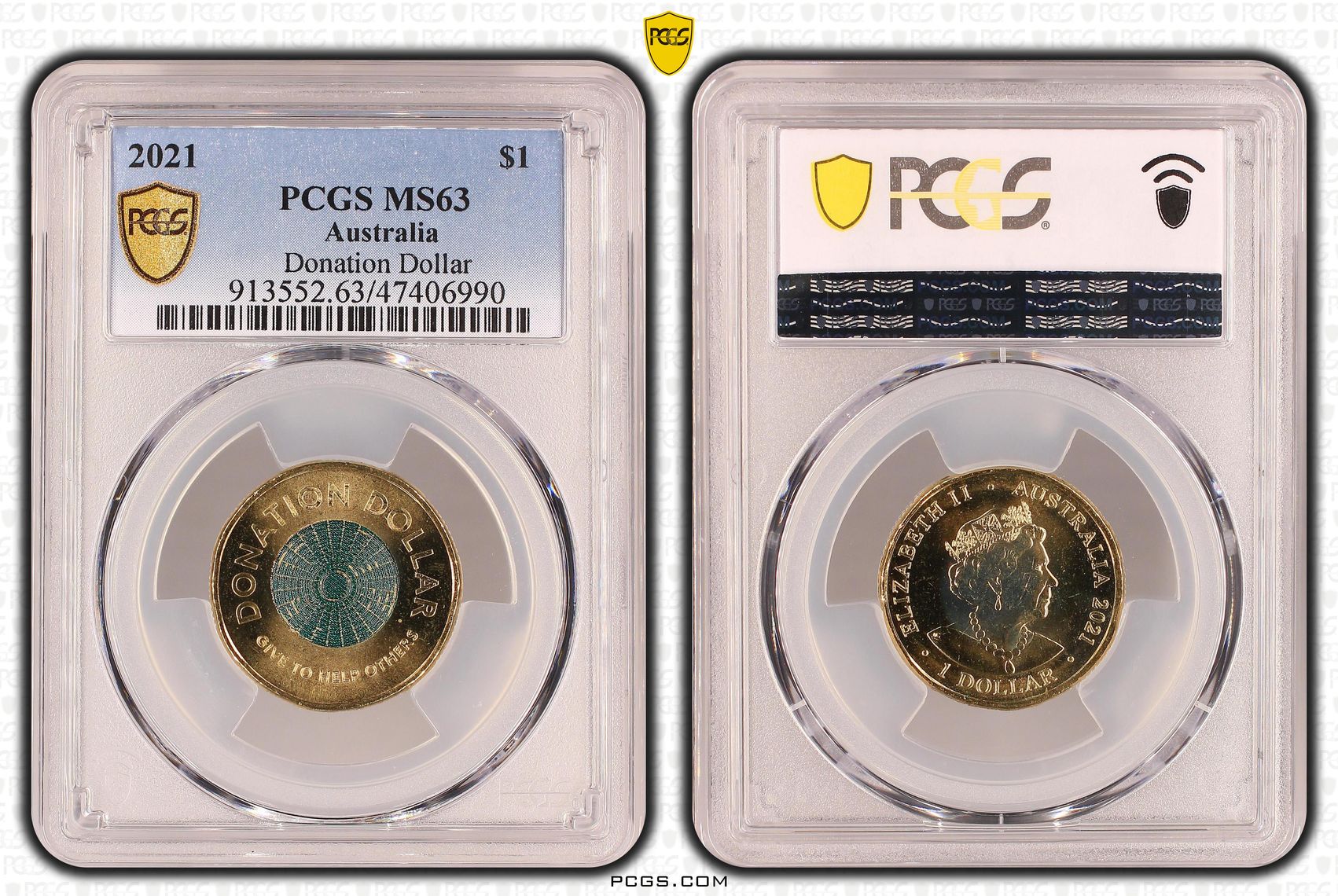 Donation Dollar Colorized , One Dollar, 2021, PCGS MS63
