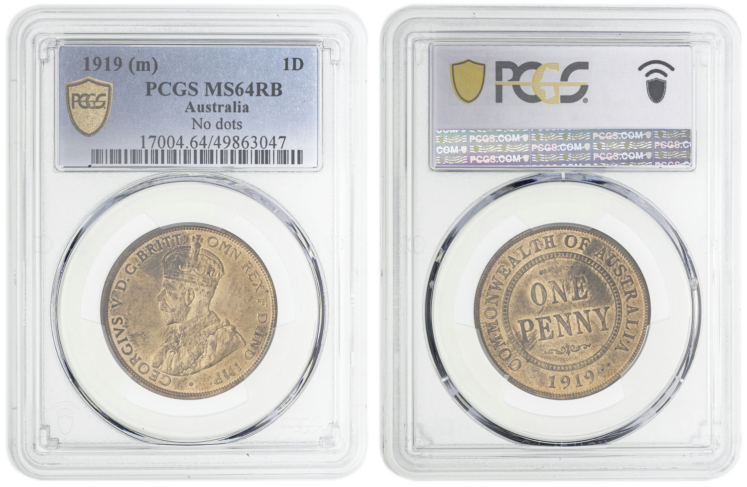 George V, Penny, 1919, PCGS MS64RB