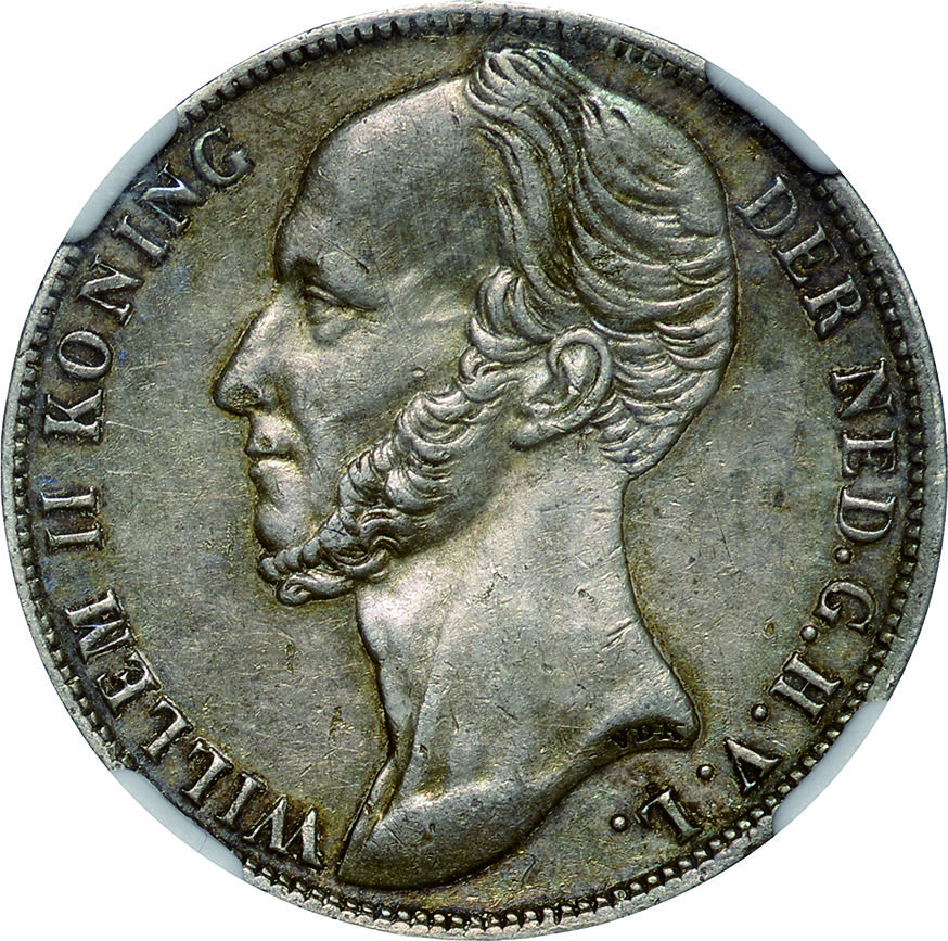 オランダ(Netherlands), 1847, 銀(Ag), ｸﾞﾙﾃﾞﾝ Gulden, NGC AU53, 極美 ...